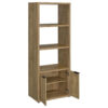 1502202669919dfb865e0.jpeg Tag 71 Inch Media Tower with 3 Shelves, 2 Doors, MDF Wood, Mango Brown