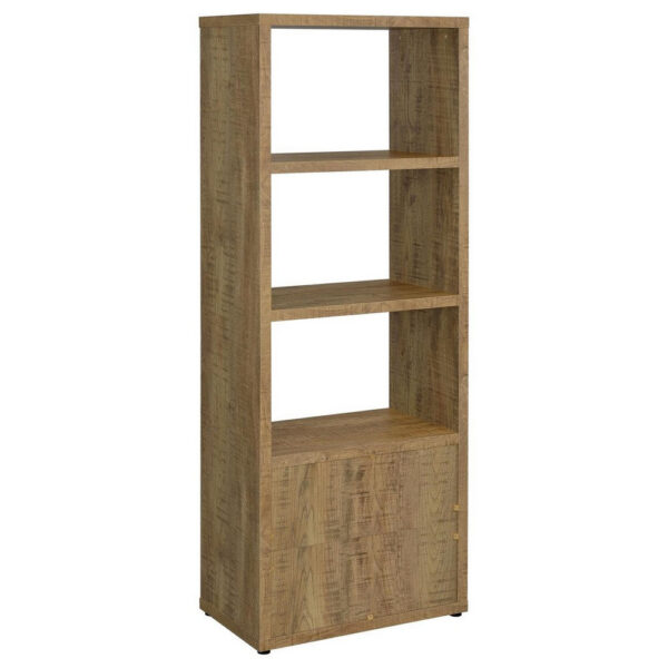1502202669919dfe6e334.jpeg Tag 71 Inch Media Tower with 3 Shelves, 2 Doors, MDF Wood, Mango Brown