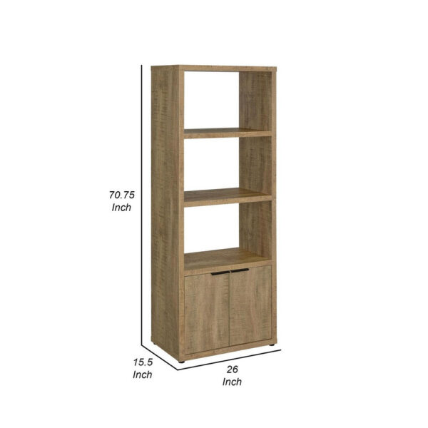 1502202669919e03e15f8.jpeg Tag 71 Inch Media Tower with 3 Shelves, 2 Doors, MDF Wood, Mango Brown