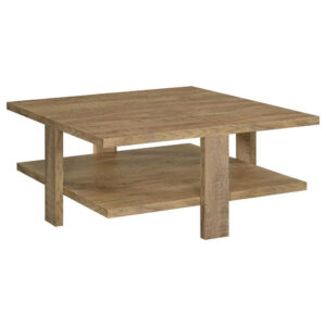 Dew 36 Inch Side Coffee Table, Lower Shelf, Engineered Wood, Mango Brown