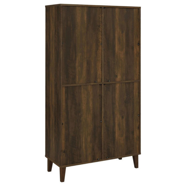 69 Inch Tall Accent Cabinet, Vertical Slatted Design, Brown and Black