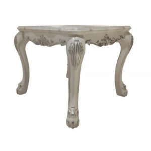 1502202669919e74ae41e.jpeg Ally 28 Inch Side End Table, Aspen Wood, Classic Scrollwork, Polyresin