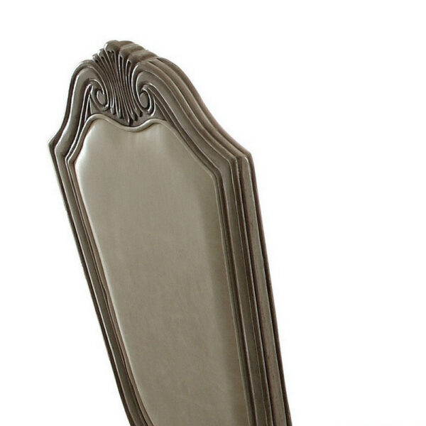 Loki 29 Inch Dining Chair Set of 2, Antique White, Crown Top, Welt Trim