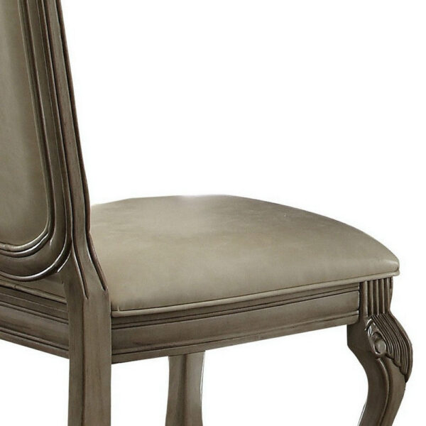 Loki 29 Inch Dining Chair Set of 2, Antique White, Crown Top, Welt Trim