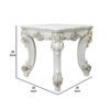 Jess 26 Inch Side End Table, Traditional Scrolled Legs, Brushed Gold, White