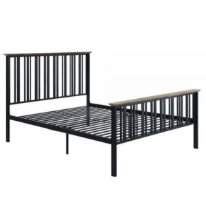 1502202669919efa20d4e.jpeg Nori Full Bed with Slatted Metal Frame, MDF Wood, Oak Brown and Black