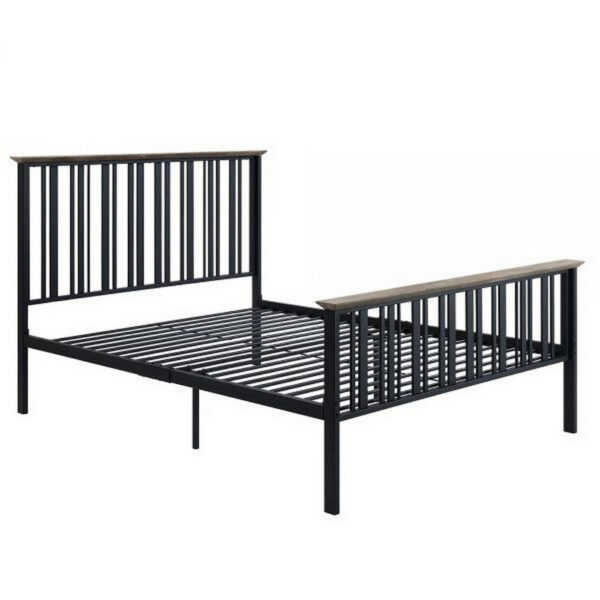 1502202669919effa43c4.jpeg Nori Full Bed with Slatted Metal Frame, MDF Wood, Oak Brown and Black