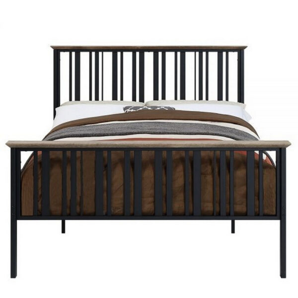 1502202669919f0358400.jpeg Nori Full Bed with Slatted Metal Frame, MDF Wood, Oak Brown and Black