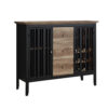 Nori 47 Inch Sideboard Buffet, 3 Drawers, Antique Oak Brown and Black