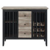 Nori 47 Inch Sideboard Buffet, 3 Drawers, Antique Oak Brown and Black