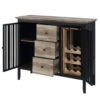 Nori 47 Inch Sideboard Buffet, 3 Drawers, Antique Oak Brown and Black