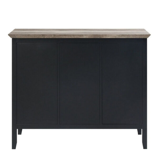 Nori 47 Inch Sideboard Buffet, 3 Drawers, Antique Oak Brown and Black