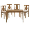 5 Piece Dining Table Set with 4 Chairs, Rubberwood, Weathered Oak
