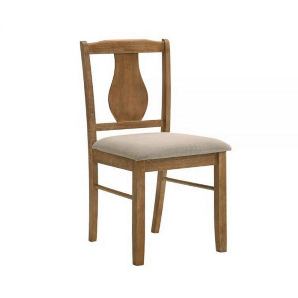 5 Piece Dining Table Set with 4 Chairs, Rubberwood, Weathered Oak