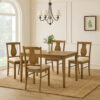 5 Piece Dining Table Set with 4 Chairs, Rubberwood, Weathered Oak