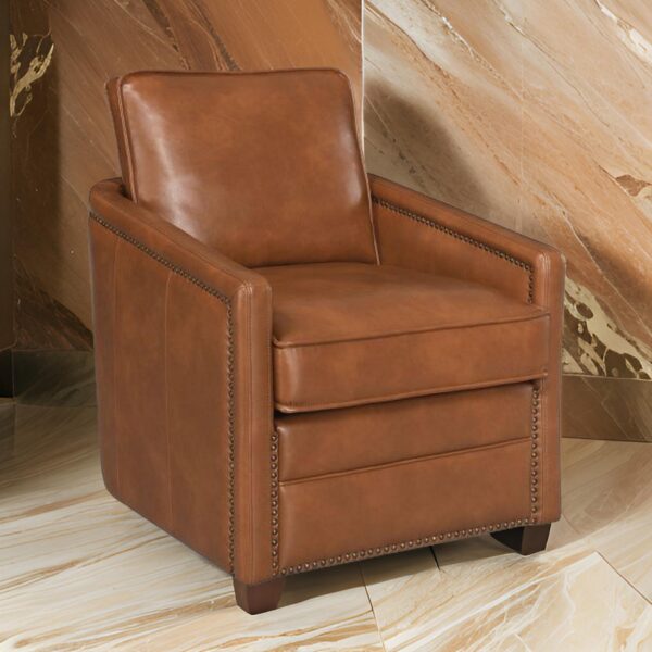 1502202669919f676006b.jpeg Roco 34 Inch Accent Chair with Swivel, Faux Leather Upholstery, Brown