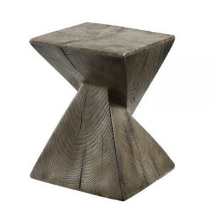 17 Inch Accent Table, Heavy-Duty Durability Cement, Weathered Oak Brown