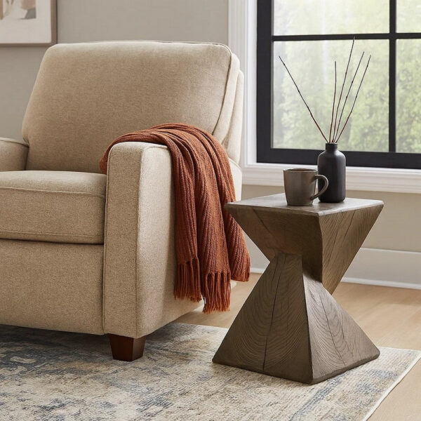 1502202669919f9294586.jpeg 17 Inch Accent Table, Heavy-Duty Durability Cement, Weathered Oak Brown