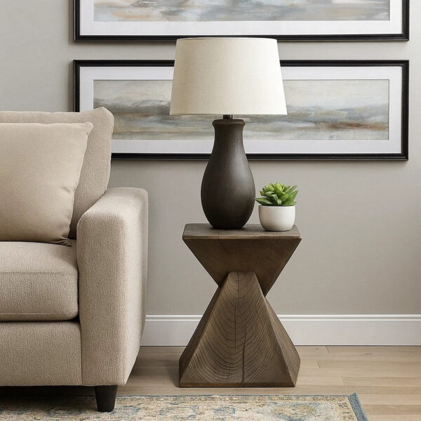 1502202669919f95817de.jpeg 17 Inch Accent Table, Heavy-Duty Durability Cement, Weathered Oak Brown