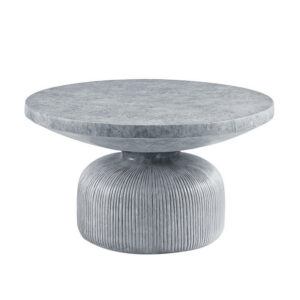 Lylie 30 Inch Coffee Table, Round Naturalistic Design, Gray Durable Cement