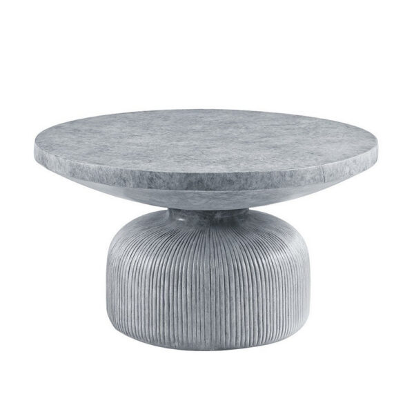 1502202669919f992cd88.jpeg Lylie 30 Inch Coffee Table, Round Naturalistic Design, Gray Durable Cement