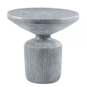 Lylie 30 Inch Side End Table, Round Naturalistic Design, Gray Cement
