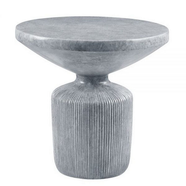 1502202669919fa97e847.jpeg Lylie 30 Inch Side End Table, Round Naturalistic Design, Gray Cement