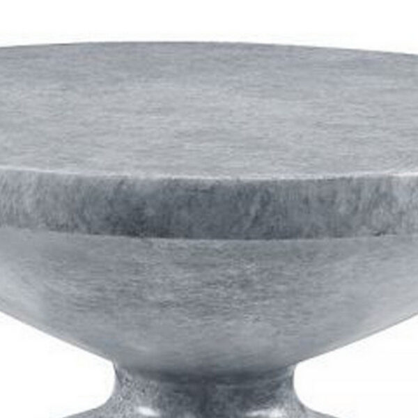 1502202669919fafcf35f.jpeg Lylie 30 Inch Side End Table, Round Naturalistic Design, Gray Cement