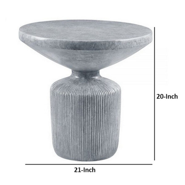 1502202669919fb56bcc4.jpeg Lylie 30 Inch Side End Table, Round Naturalistic Design, Gray Cement