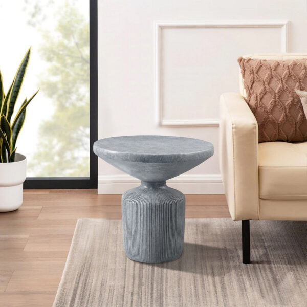 1502202669919fb7e2ed3.jpeg Lylie 30 Inch Side End Table, Round Naturalistic Design, Gray Cement