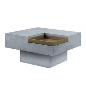 32 Inch Coffee Table with Removable Tray, Cement Construction, Smooth Gray