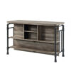59 Inch Kitchen Island with 2 Shelves, Industrial Antique Oak Brown, Gray