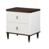 1502202669919fe37b38b.jpeg Aren 27 Inch Nightstand, 2 Drawers, USB Charger, Solid Wood, White, Brown