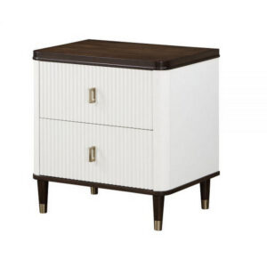 1502202669919fe37b38b.jpeg Aren 27 Inch Nightstand, 2 Drawers, USB Charger, Solid Wood, White, Brown