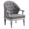 Fil 32 Inch Armchair, Tufted Backrest, Fabric Upholstery, Poplar Wood, Gray
