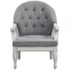 Fil 32 Inch Armchair, Tufted Backrest, Fabric Upholstery, Poplar Wood, Gray