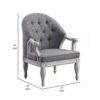 Fil 32 Inch Armchair, Tufted Backrest, Fabric Upholstery, Poplar Wood, Gray