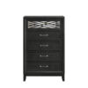 Kira 50 Inch Tall Dresser Chest, 5 Dovetail Drawers, Black Rubberwood