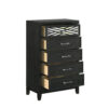 Kira 50 Inch Tall Dresser Chest, 5 Dovetail Drawers, Black Rubberwood