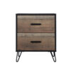 150220266991a08d6ad45.jpeg Lala 25 Inch Nightstand, 2 Drawers, Black Handles, Rustic Brown Wood Finish