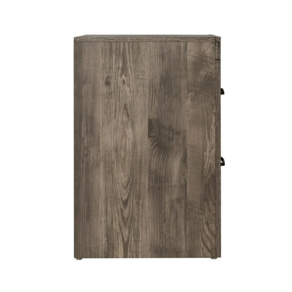 150220266991a0b4e1bfc.jpeg Ent 24 Inch Nightstand, 2 Drawers with Black Handles, Greige Brown Finish