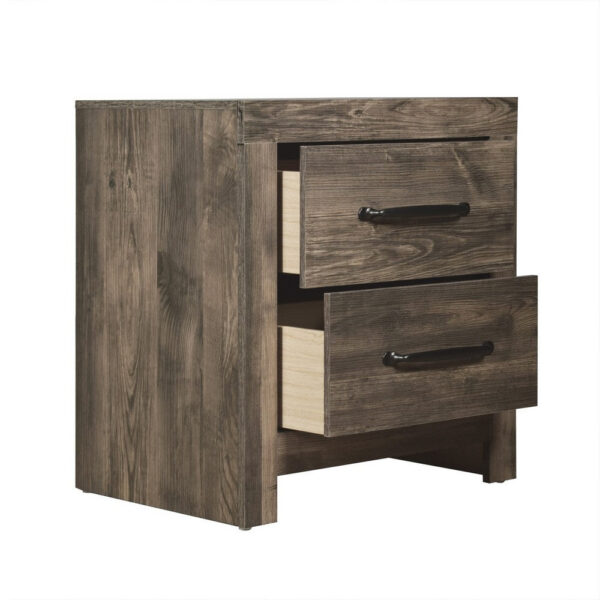 150220266991a0b7a6ac7.jpeg Ent 24 Inch Nightstand, 2 Drawers with Black Handles, Greige Brown Finish