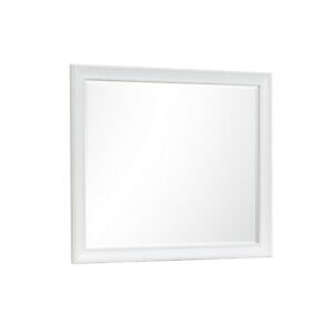 Limi 37 x 43 Dresser Mirror, Modern Wood Frame, White Brushed Finish
