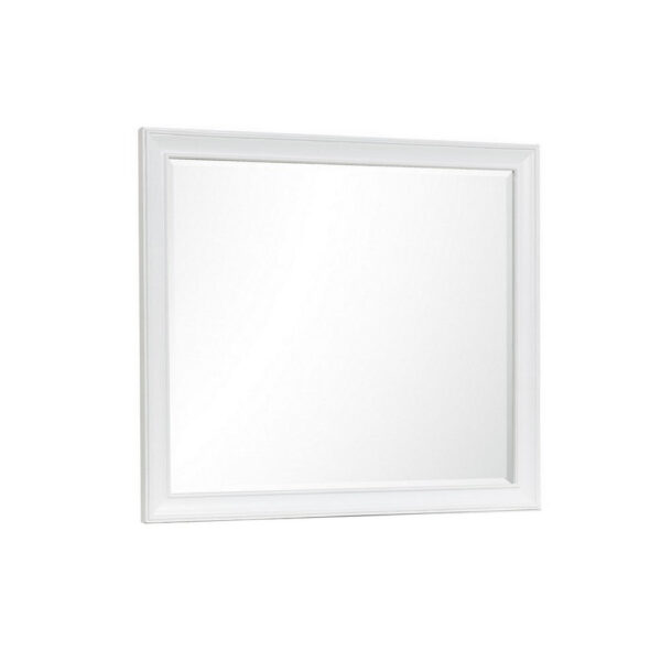 Limi 37 x 43 Dresser Mirror, Modern Wood Frame, White Brushed Finish