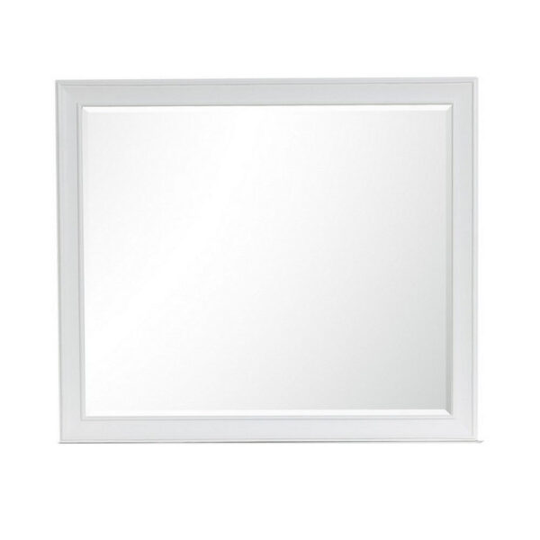Limi 37 x 43 Dresser Mirror, Modern Wood Frame, White Brushed Finish