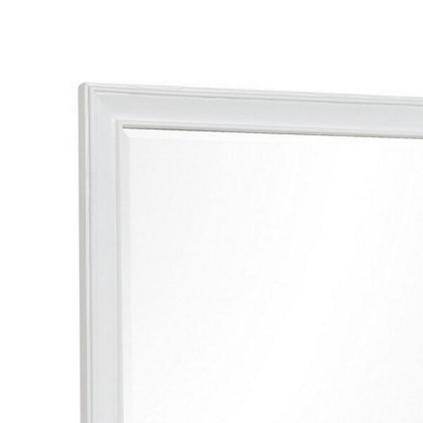 Limi 37 x 43 Dresser Mirror, Modern Wood Frame, White Brushed Finish