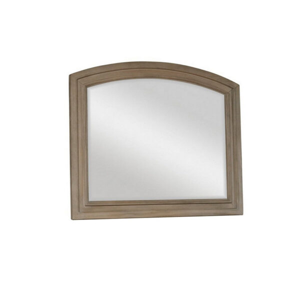Jira 37 x 42 Dresser Mirror, Arched Curve, Multistep Brushed, Gray Wood