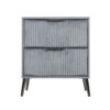 150220266991a1129eaa2.jpeg Moko 26 Inch Nightstand, 2 Ribbed Soft Upholstered Drawers, Smooth Gray