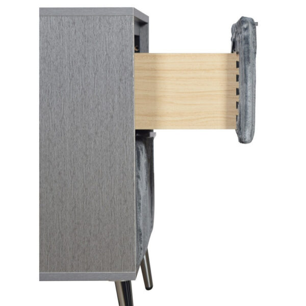 150220266991a118e657c.jpeg Moko 26 Inch Nightstand, 2 Ribbed Soft Upholstered Drawers, Smooth Gray