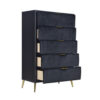 150220266991a127953af.jpeg Moko 51 Inch Tall Dresser, 5 Soft Upholstered Drawers, Black, Gold